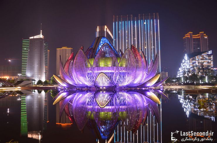  ساختمان  گل‌های نیلوفر آبی در چین 